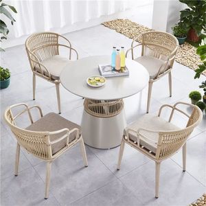 Ensemble multifonctionnel haut de gamme de style européen pour extérieur : table basse de jardin, chaise en rotin pour patio et balcon - Product Image 3