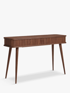 Muebles italianos, <span class=keywords><strong>mesa</strong></span> de pasillo de madera maciza de caña, <span class=keywords><strong>mesa</strong></span> de entrada moderna, <span class=keywords><strong>mesa</strong></span> de <span class=keywords><strong>consola</strong></span> de sala de estar de madera acanalada de lujo con 2 cajones - Product Image 6