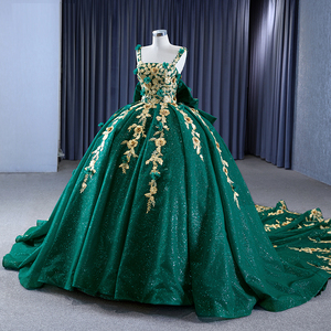 Robe de soirée formelle Jancember Rsm231050, robe de bal, robe de mariée, avec fleurs vertes scintillantes - Product Image 2