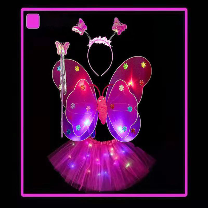 Set di ali doppie luminose di quattro Rose rosse