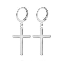 Boucles d'oreilles croix en acier inoxydable personnalisées, tendance, pour étudiants, hommes, femmes, couples, accessoires de bijoux, vente en gros