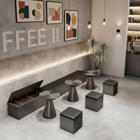 Table basse en acier noir mat avec revêtement en similicuir, design moderne, durable, facile à nettoyer, garantie Yeehon de 3 ans pour les hôtels et les loisirs