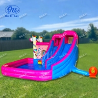 Château gonflable commercial pour enfants, combinaison toboggan aquatique et trampoline en PVC écologique, certifié CE, avec souffleur, capacité 100-500 kg