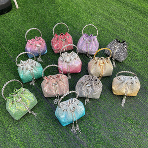 Crystal Shiny Diamonds Bucket <strong>Bag</strong> Gradient Women Handbag Metal Ring Handle Evening <strong>Bag</strong> <strong>Wedding</strong> Party <strong>Clutch</strong> Purse Crossbody <strong>Bag</strong> - Product Image 3