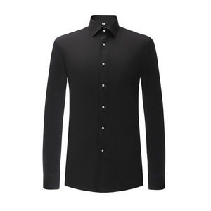 <b>Black</b> Unisex Long Sleeve Business Shirt 120 Count Mulberry Silk Modal Anti Wrinkle Workwear Slim Fit - Product Image 5