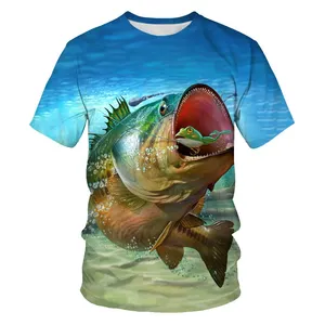 Mùa hè của nam giới cổ điển 3D cá in T-Shirt quá khổ Ngắn Tay Áo Tops Tees cho nam giới phụ nữ trẻ em có tính năng vui cá chép dệt kim - Product Image 4