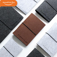 Cuaderno A7 de Fieltro con Hojas Sueltas y Elástico, Personalizable con Logotipo, Páginas de Recambio Cuadrículadas, Bolsillo para Viajes, Notas Diarias, 100 Hojas