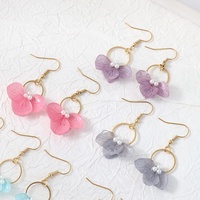 Boucles d'oreilles originales faites à la main en résine avec fleurs d'hortensia véritables, perles élégantes, bijoux floraux préservés, souvenir du jardin botanique, cadeau