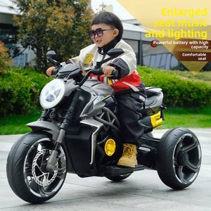 बच्चों की प्लास्टिक इलेक्ट्रिक मोटरसाइकिल साइकिल चालक 2-13 रिचार्जेबल बैटरी एंटी-टिप बड़े सवारी-ऑन खिलौना चीन - Product Image 4
