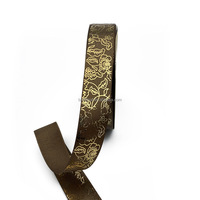1 Inch In Voorraad Polyester Custom Luxe 3d Goudfolie Roos Patroon Reliëf Cake Versierd Vlek Lint