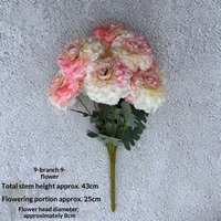 9 Bunga Peony Buatan dari Sutra untuk Dekorasi Pernikahan, Rangkaian Bunga Dinding, Dekorasi Ruang Tamu, Bunga Palsu Gaya Ins Tersedia