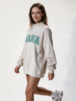 Sweat-shirt à col montant pour femme OEM, longueur allongée, logo brodé personnalisé, commande en gros disponible