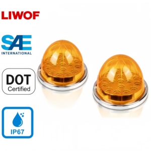 <span class=keywords><strong>Feux</strong></span> arrière LED ambre 12V 24V type pastèque, étanches SAE IP67, avec fonctions Stop, Clignotant et Position, double mode stroboscopique et constant - Product Image 1