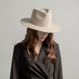 Sombrero Fedora de Fieltro de Lana 100% de Alta Calidad - Ala Ancha y Rígida, Color Sólido, Unisex, para Pesca y Eventos de Negocios, Venta al por Mayor - Product Image 3