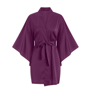 Elegante Vestaglia Corta da Donna in Raso con Maniche a Tre Quarti, Design Avvolgente e Cintura, Comoda per la <span class=keywords><strong>Notte</strong></span> - Product Image 1