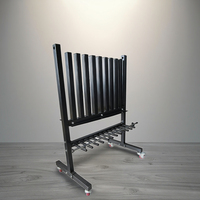 Banc de rangement moderne en acier et vinyle néoprène pour haltères, durable, Helfit 34kg 1020mm, commercial, noir, unisexe