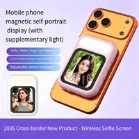 Écran Selfie Magnétique Sans Fil avec Flash, Affichage Haute Définition, Miroir pour Caméra Arrière de Téléphone pour Diffusion en Direct, Mini Portable en Plastique