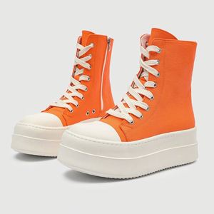 Bottes à enfiler de style formel rouges pour femmes et hommes à semelle épaisse et montantes - Nouvelle tendance toutes saisons - Product Image 1