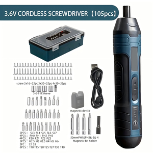 Bộ tuốc nơ vít điện không dây 3.6V 105 mảnh đa chức năng với điều chỉnh mô-men xoắn chạy bằng pin lithium - Product Image 3