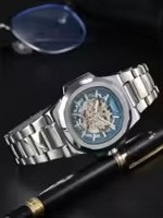 Montre mécanique automatique LONGLUX pour homme, montres de luxe, étanches, squelette, pour affaires, vente en gros à bas prix, en acier inoxydable, montre cadeau