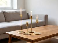 Porte-bougie conique en métal doré |   Ensemble individuel ou personnalisé |   Plusieurs hauteurs |   Décoration de mariage et de la maison