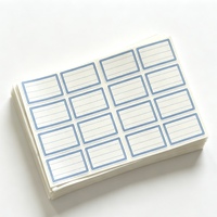 Papier d'étiquettes autocollantes durables A4, 16 étiquettes par feuille, étiquettes vierges, cadre bleu, lignes pointillées, autocollant imprimable écologique pour le bureau