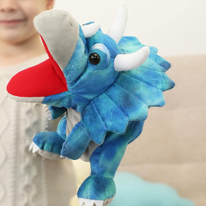 Marionetas de Mano de Dinosaurio Triceratops Azul, Juguetes de Peluche para Niños y Niñas, Juguetes de Peluche para Contar Historias, Regalos, Juguetes de Peluche al por Mayor - Product Image 2