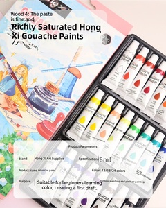 Ensemble de <span class=keywords><strong>peinture</strong></span> <span class=keywords><strong>gouache</strong></span> de 6 ml avec 24 couleurs lavables à l'eau pour la <span class=keywords><strong>peinture</strong></span> à l'initiation des enfants sur toile, papier et verre - Product Image 5