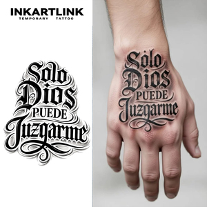 INKARTLINK Autocollant de tatouage semi-permanent personnalisé « Solo Dios Puede Juzgarme » pour le corps, imperméable, longue durée (1-2 semaines), encre Jagua - Product Image 1