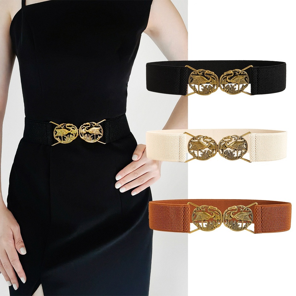 Hot Sale Brown Color Fabric Belts With Circle Alloy For Buckle Equestrian Belt Elastic Belts Low Moq