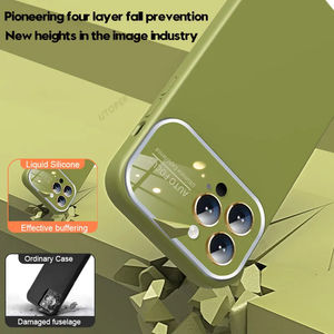 Bonnes affaires Antichoc Grande Fenêtre Mat Téléphone étui pour <span class=keywords><strong>iphone</strong></span> 15 11 13 12 <span class=keywords><strong>Pro</strong></span> <span class=keywords><strong>Max</strong></span> <span class=keywords><strong>14</strong></span> Plus Lentille Protection Liquide Silicone Couverture - Product Image 2