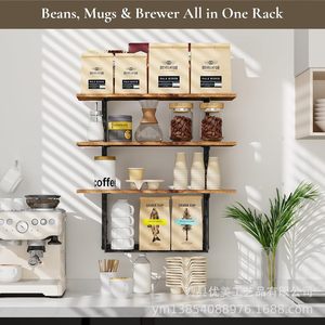 Magnifique étagère de rangement en bois de fer à 4 niveaux, murale, pour salle de bain et cuisine, couleur bois naturel, organisateur de serviettes, présentoir - Product Image 3