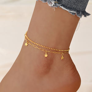 सीडीई एमजीए फैशन ज्वेलरी स्टेनलेस स्टील पायल सेट लड़कियों के लिए कंगन थोक हार्ट बटरफ्लाई क्यूबन लिंक गोल्ड पायल महिलाओं के लिए - Product Image 5