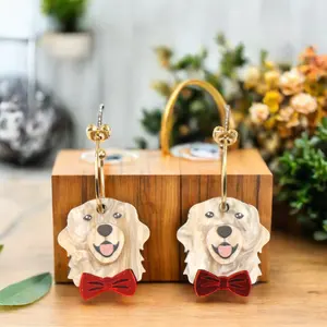כלב קורגי חמוד עגילי חישוק אקריליק לנשים באיכות גבוהה תכשיטי בעלי חיים טרנדיים זהב צהוב ריינסטון מדגם חינם זמין