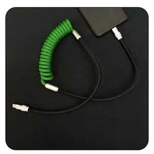 Kebaolong Spiral Contrast DIY Fishnet Weaving Double Color-block Spring Wire Aluminum Alloy Shell Super Fast Charging Data Cable