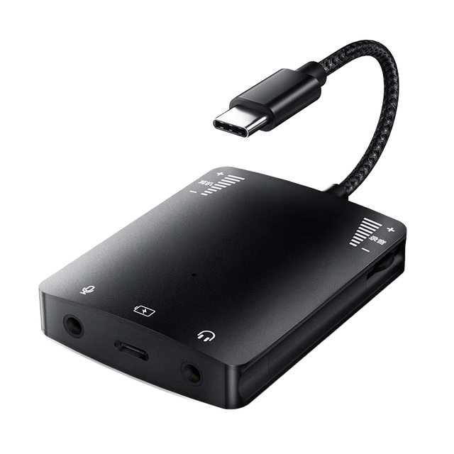 Boyi 3-in-1 USB-C 3.5mm Jack Earphones Converter Live Sound Card Adapter DC Output OTP Protection BK-L010 for for 258