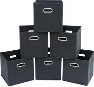 Vietnam made 13 Inch Cube Organizer Bins Fabric Organizer Bins Foldable Storage Bins Basket com alças duplas e caixa de armazenamento