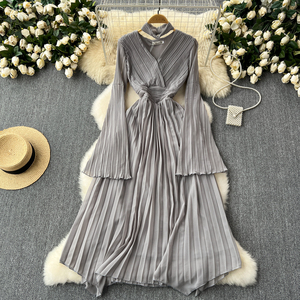 Vestido Largo de Noche para Mujer, Estilo Vintage, con Corte Evase, de Chifón, para Fiestas - Product Image 6
