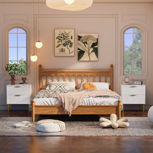 Nightstand With <b>Drawers</b> Wood Top Storage Cabinet Bedroom Furniture - Product Image 3