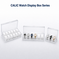 Boîte de présentation de montres en acrylique Calic, transparente, avec 6 emplacements, pour le rangement des montres, taille personnalisée, OEM, vente en gros