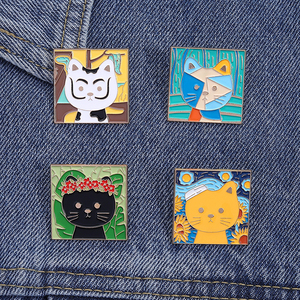 Creatieve Kat Olieverfschilderij Email Pins Van Gogh Art Painting Broches Rugzak Kleding Revers Badge Sieraden Cadeau Voor Vrienden - Product Image 1