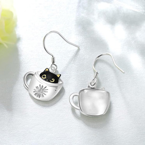 Orecchini pendenti a forma di gatto per donna, design simpatico a forma di animale, accessori per l'uso quotidiano - Product Image 6