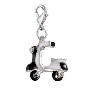 Pendentif Vespa blanc en argent plaqué, accessoire de bijouterie - Product Image 1
