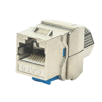Soket Modular RJ45 telekomunikasi jaringan berpelindung penuh Jack Keystone Cat8 5