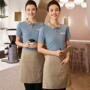 Modern Restaurant Hotel Staff Uniform Workwear Short Sleeve Waiter Uniform Polo Shirt