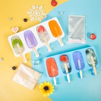 Moule à glaces en silicone grand format, 4 cavités, pour bâtonnets et cornets, idéal pour la fabrication maison de glaces et de cake pops – Nouveauté très demandée