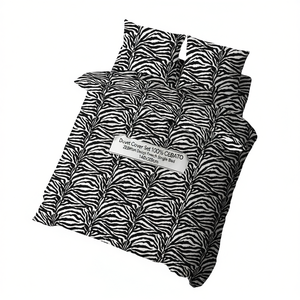 Ensemble de housse de couette 100% coton, design ZEBRATO, lit simple français 140x200cm - Product Image 3