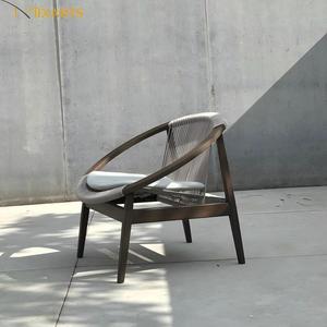 Sedia <span class=keywords><strong>da</strong></span> <span class=keywords><strong>Esterno</strong></span> di Lusso in Legno di Teak con Braccioli in Corda di Polipropilene, Arredamento <span class=keywords><strong>da</strong></span> Giardino per Patio e Balcone - Product Image 4