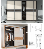 Profil de porte de placard sur mesure, longueur personnalisée, noir mat anodisé, placard de chambre à coucher