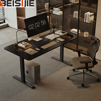 Bureau d'ordinateur moderne en bois convertible Wquantum pour bureau commercial et domicile, bureau assis-debout à double moteur réglable en hauteur, idéal pour hôpital